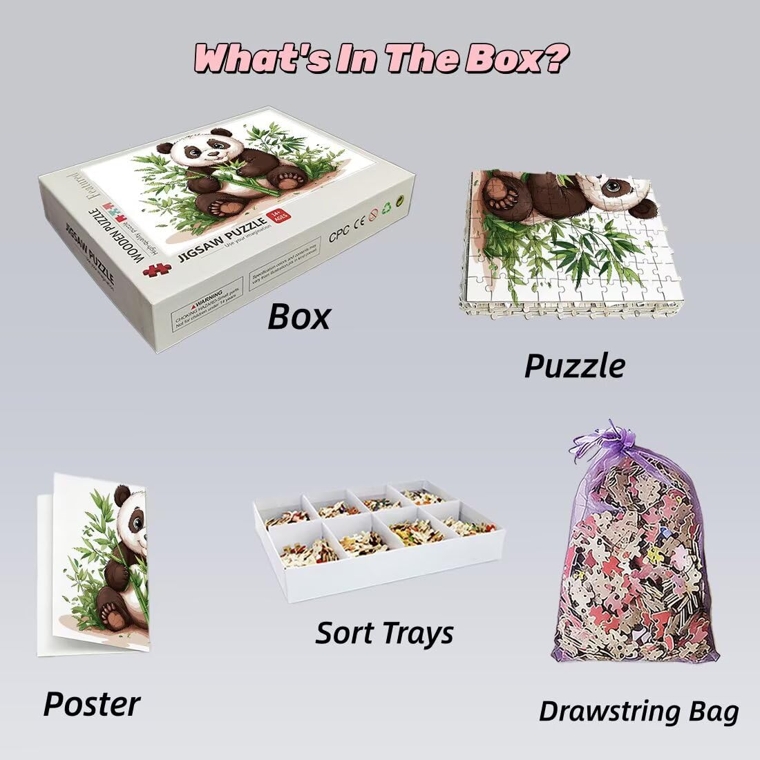 Puzzle 2000 elementów dla dorosłych, panda ze zwierzętami dla dorosłych, Impossible Puzzle dla całej rodziny, klasyczne puzzle z ekskluzywnym pudełkiem do pakowania prezentów, drewniane puzzle do
