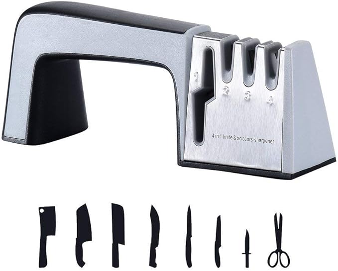 Knife Sharpener Scissor Sharpener, Kitchen Sharpener 4 in 1 Knife and