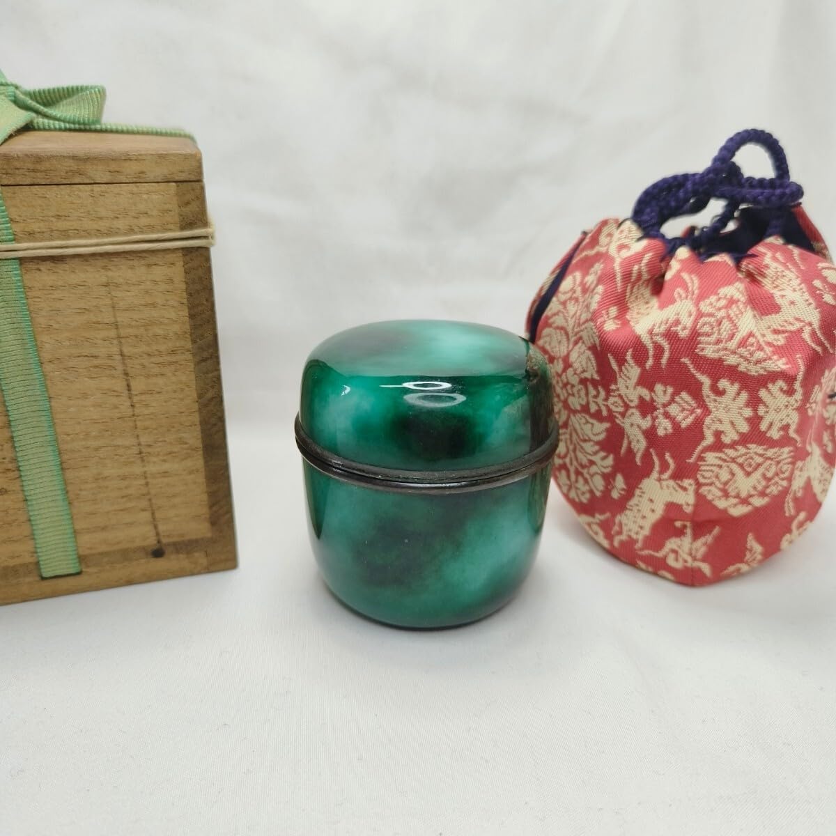 茶道具 七宝焼茶入 骨董棗 時代箱 西陣織仕覆 旧家蔵出 明治 茶道具 七宝焼茶入 骨董棗 時代箱 西陣織仕覆 旧家蔵出 明治