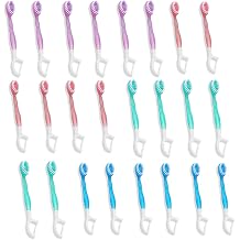 Disposable Toothbrush with Toothpaste Mini Travel Toothbrush Set Soft Bristles with Floss for Brushing Teeth on Flights Camping and Daily Travel 24 Pack