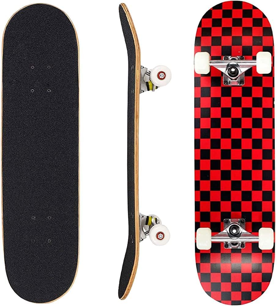 7-Layer Maple Pro Skateboard 31x8 Complete Skateboard for Teens Adults Beginners and Kids Smooth PU Wheels Ideal for