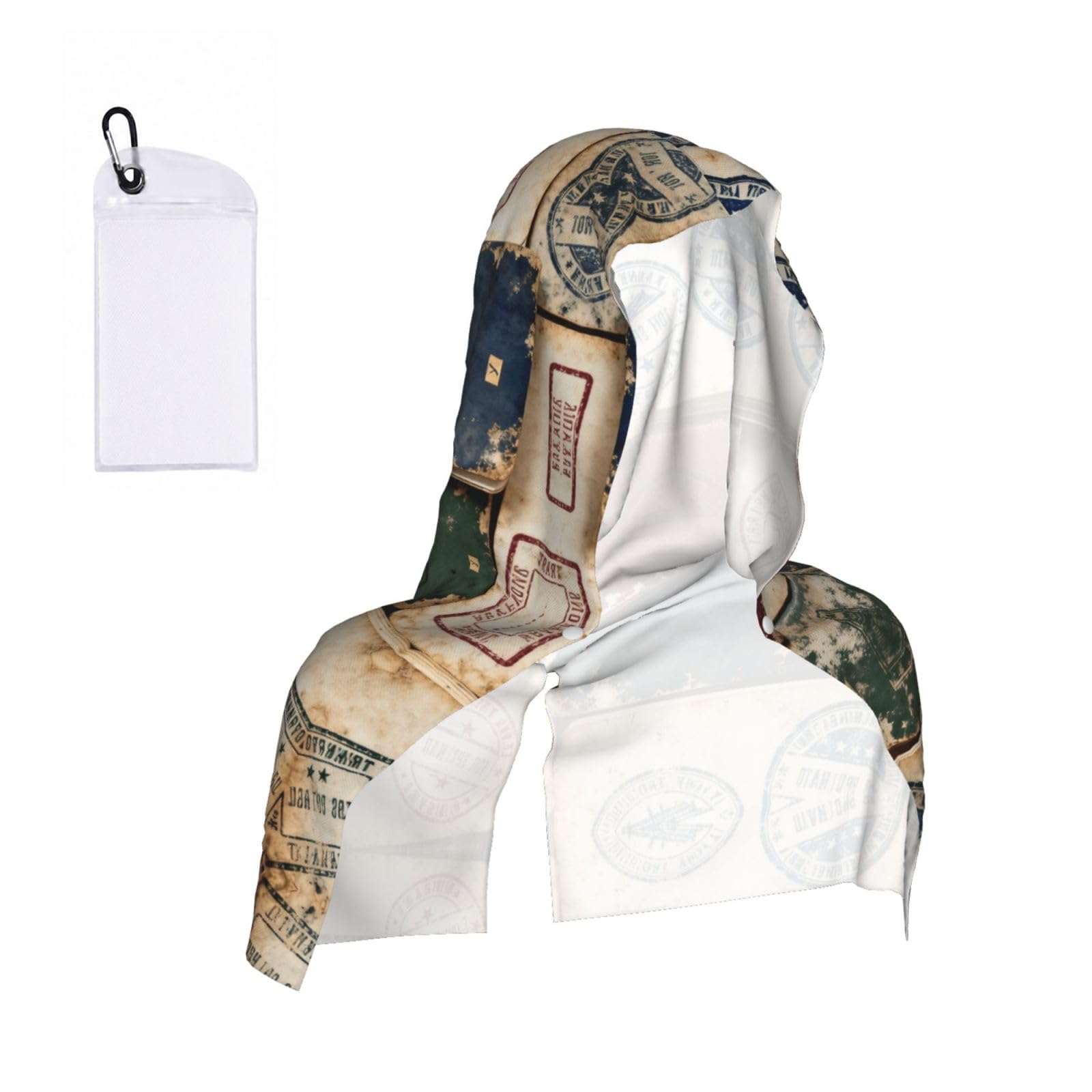 CNTDBU Passport Stamp Set Cooling Towel Hooded-Instant Chill Neck Cover for Sports, UV Cooling Rag for Running Gym