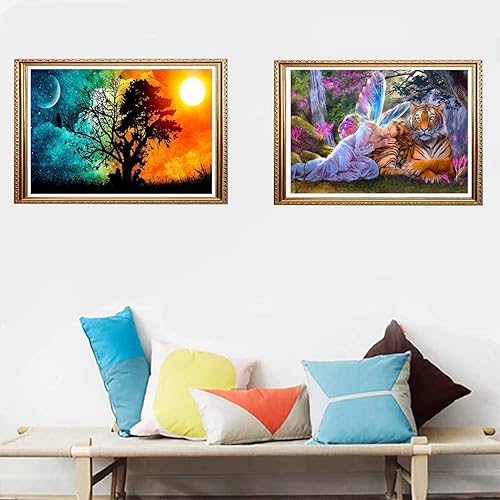 Miniatura 3 de Juego de dibujo de diamantes hecho a mano 5D con pintura de piedras preciosas con herramientas, kit de taladro completo de mariposa, hada, tigre,