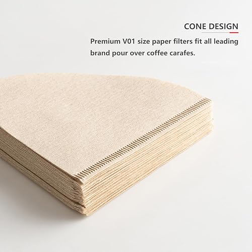 Miniatura 4 de Filtro de café en cono #1, papel de filtro de café desechable marrón natural sin blanquear V01, filtro de café apto para verter sobre goteros de