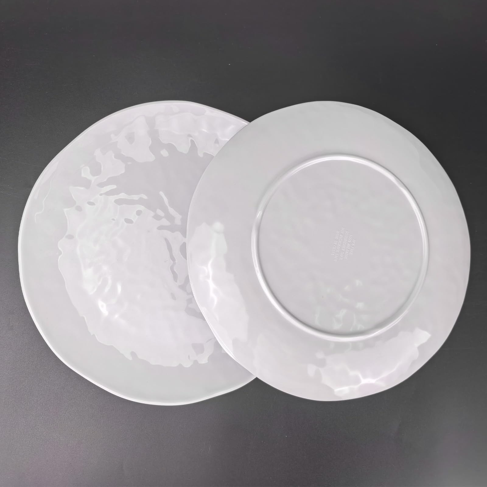 Lot de 6 assiettes rondes en mélamine 100 % mélamine, 25,4 cm, assiettes à salade et pique-nique pour fête à la maison, résistantes aux chocs et légères, finition martelée, sans BPA