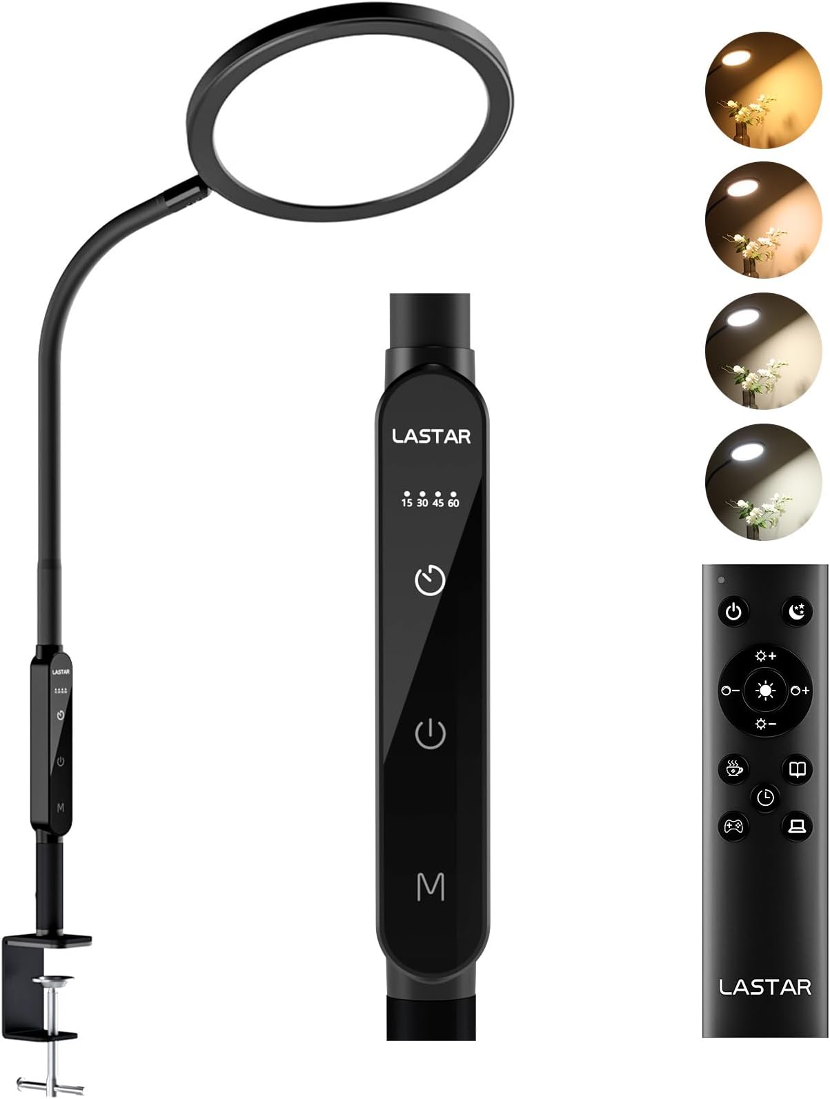 LASTAR 10000 Lux Sun Light with Remote & Touch Control, UV-Free Sunlight Lamp, Sun Lamp with 360° Flexible Neck/4 Colors/5 Brightness/Timer/Memory