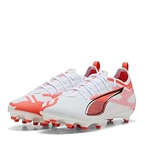 PUMA Ultra 5 PRO FG, AG JR – Scarpe da Calcio Unisex, PUMA White-PUMA Black-Glowing Red,