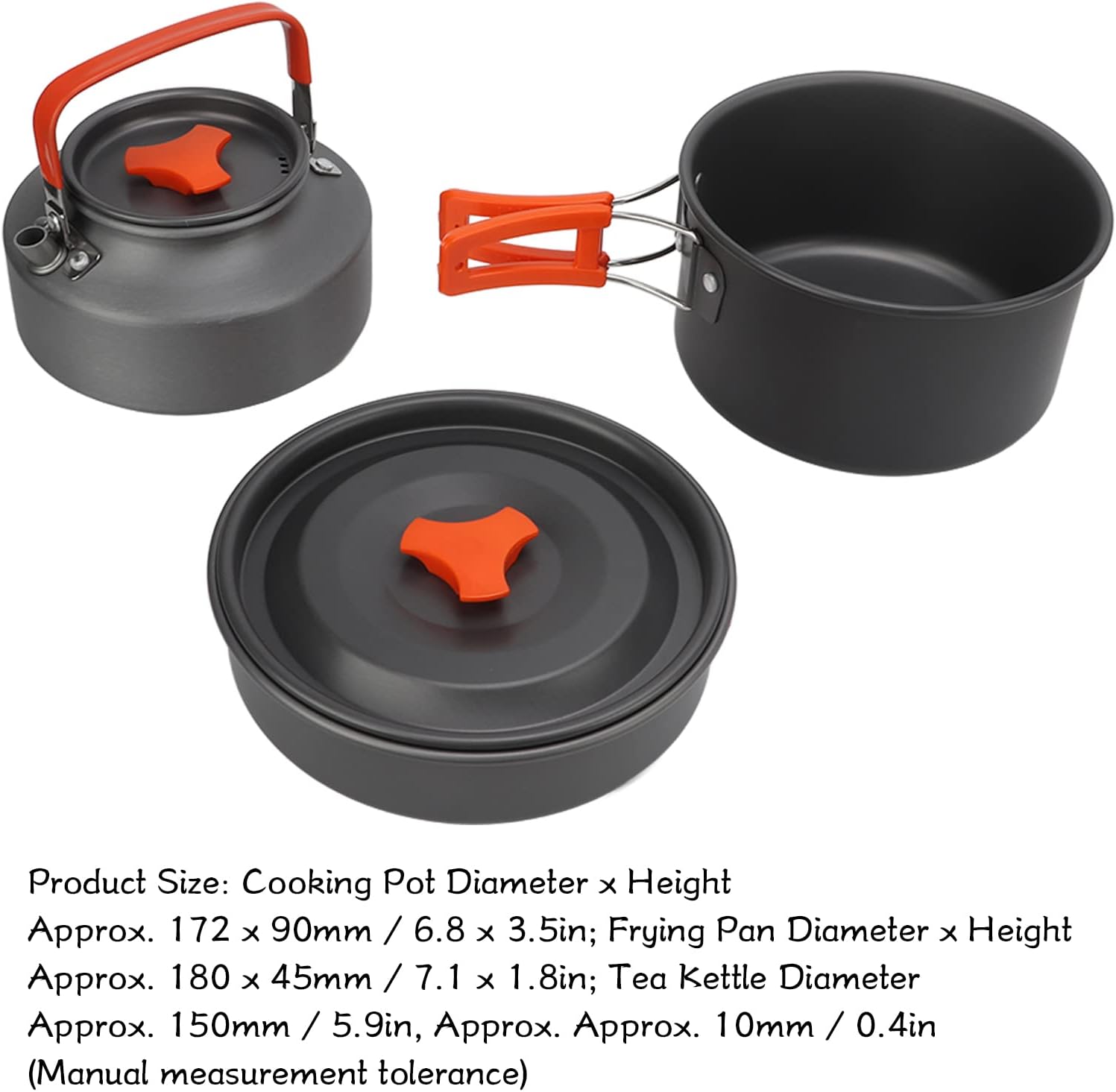 Camping Cooking Set with Tea Kettle Storage Bag Frying Pan Portable Camping Cookware Set for 2 to 3 People Camping Cookware Camping Gear Must Haves