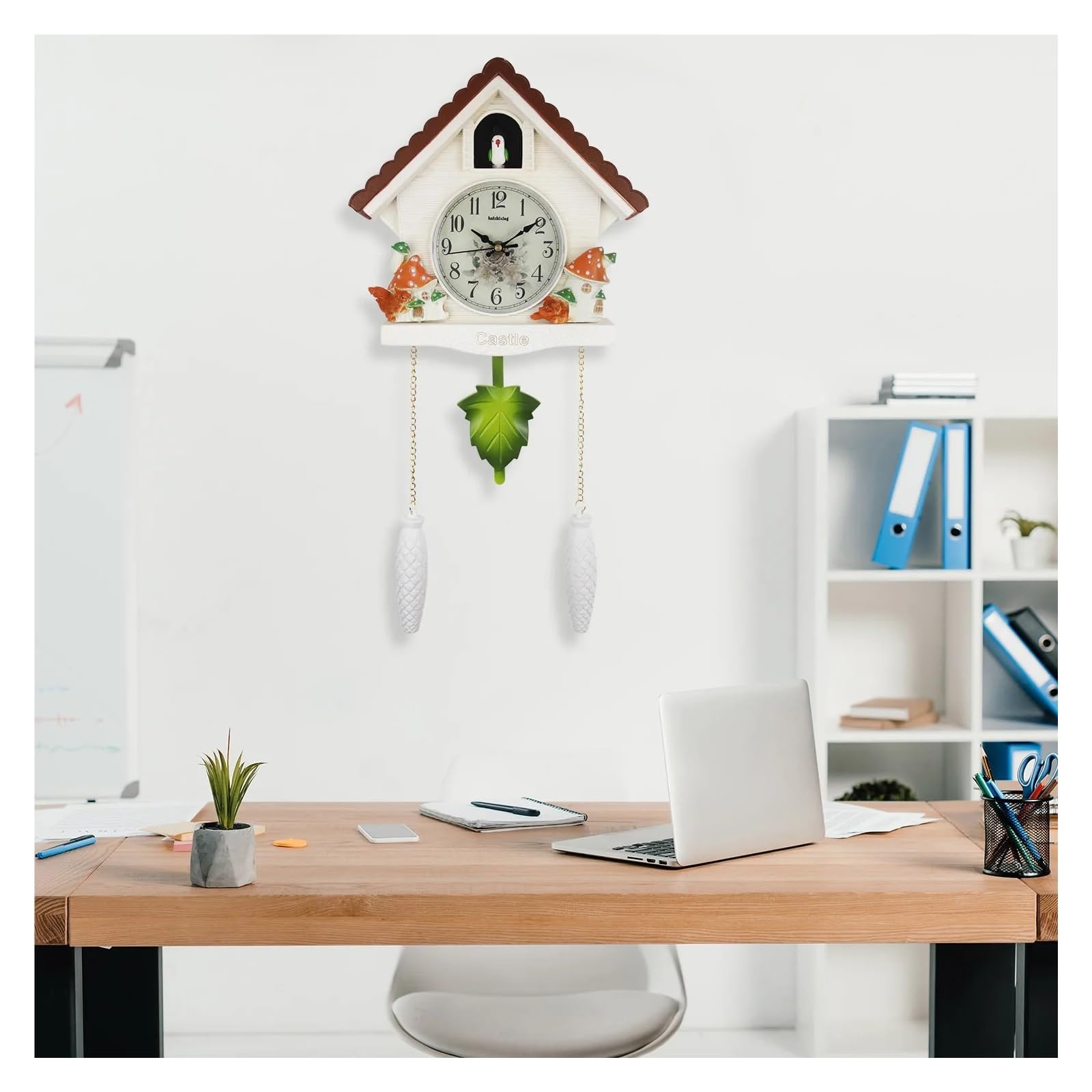 Gsclz White 1Pc Cuckoo Wall Clock Nordic Bird House Silent Pendulum Quartz Daytime Hourly Alarm Bedroom Living Room Decor Art For Wall Art Home Office Decoration