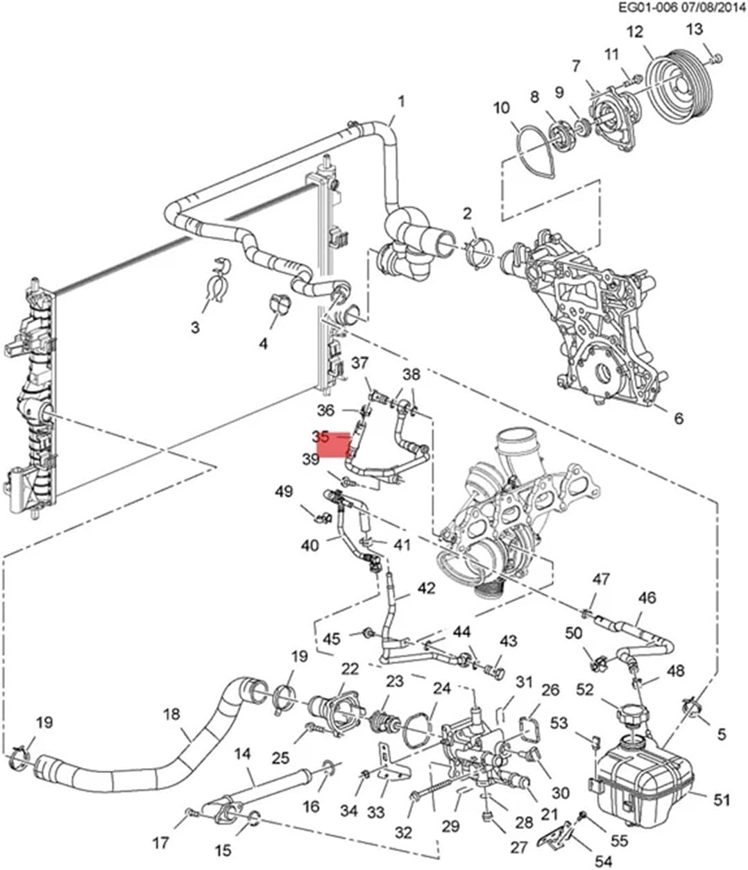 55572538 Engine Parts Turbocharger Return Hose Compatible Astra Insignia Meriva Cruze 1.6T