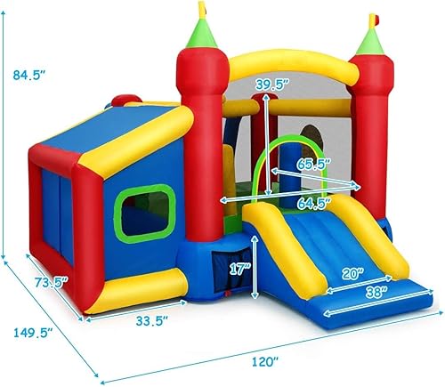 Miniatura 7 de OLAKIDS Castillo inflable de salto, castillo de salto con tobogán, área de juego de pelota, objetivo de dardos, casa de rebote para interiores y