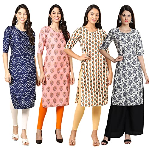 Image of Pinkmint Women's Crepe Digital Print Straight Kurta (RM-348-370-360-366)