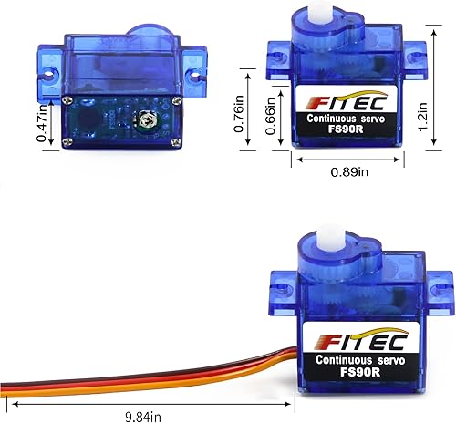 Miniatura 6 de FS90R 360 grados de rotación continua micro servo motor 0.32 oz servo para RC helicóptero avión coche barco robot controles