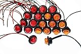 Maxhanest (Pack of 20) 3/4 Inch Mini Round 10 Amber + 10 Red LED Bullet Side Marker Clearance Lamp I