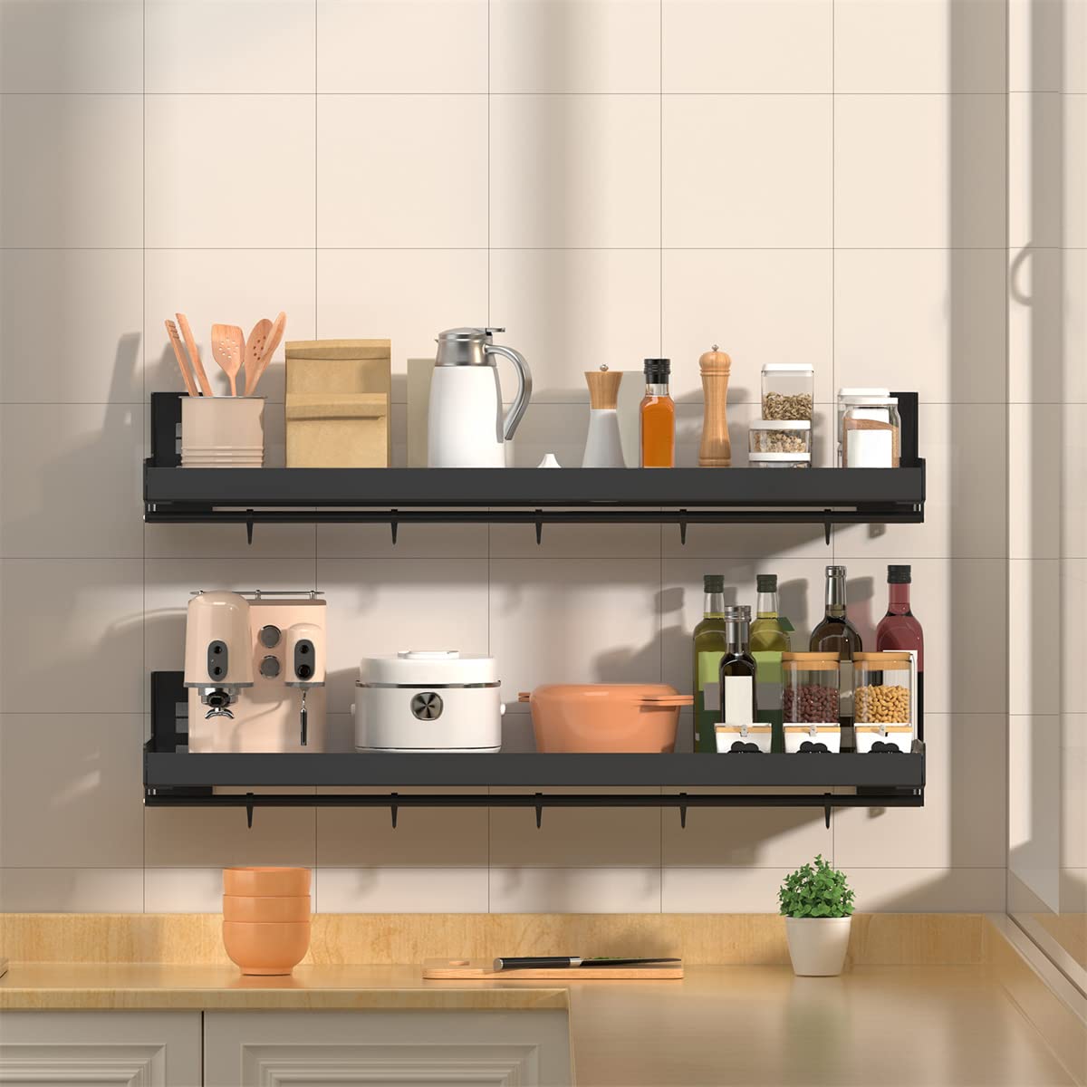 Wall Shelves Redwestelon Icrowave Oven Rack Adjustable Rice Cooker ...