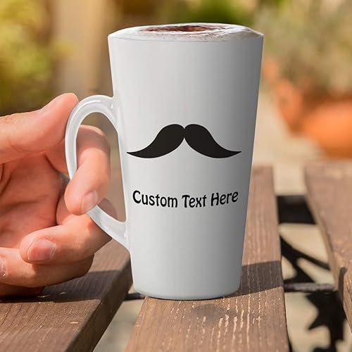 Miniatura 5 de Taza de café con leche personalizada de cerámica, bigote negro, 21 taza de té divertida y novedosa, 12 onzas, texto personalizado aquí