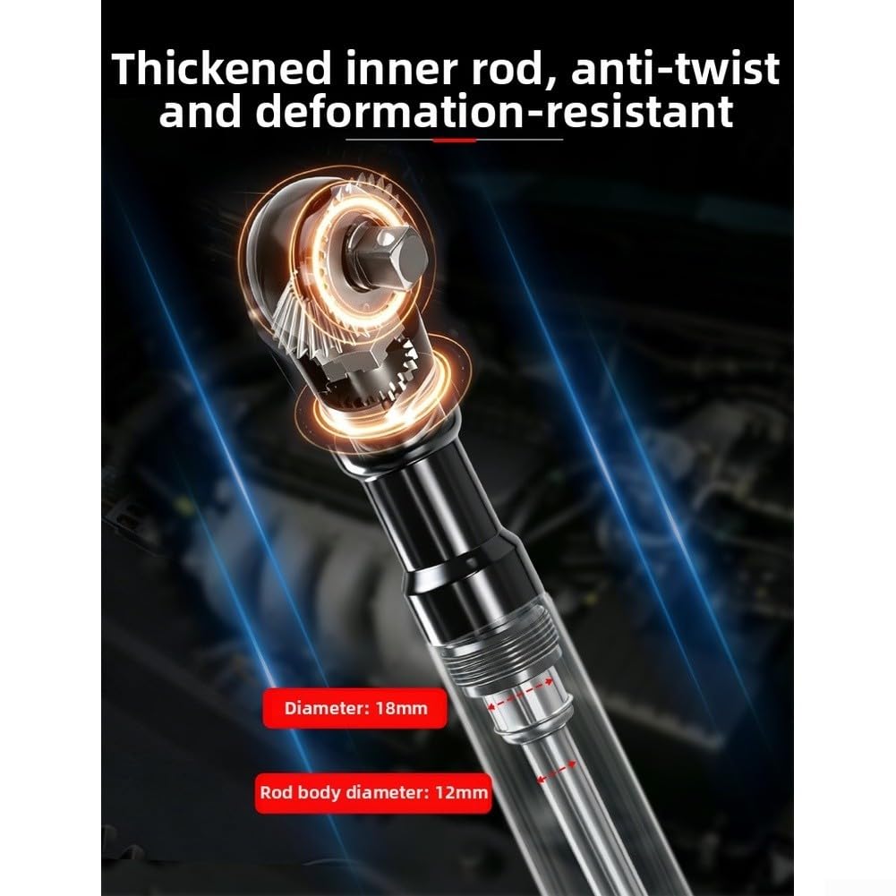 Llave de trinquete de mango extendido de 1,27 cm, 72 dientes, acero al cromo vanadio, compatible con herramientas
