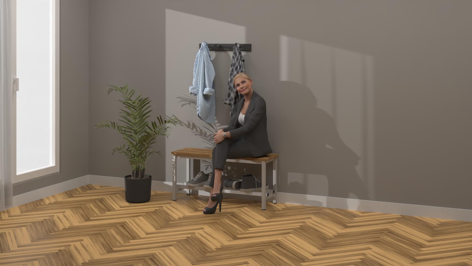 Spacio Banc en bois Norrköping style nordique pour usage professionnel ou à la maison, pour vestiaires, chambre, décoration même en extérieur. Banc pour personnes en bois (1 mètre)