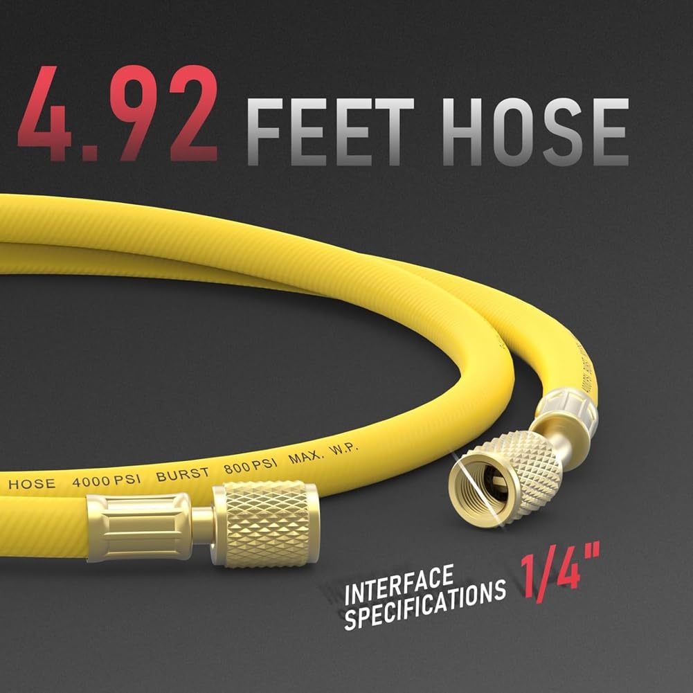 Regolatore di Azoto+Tubo Flessibile, Pressione di Uscita 0-800 PSI e 0-4000 PSI, Connessione di Ingresso CGA580 e Raccordo Svasato da 1/4 di Pollice