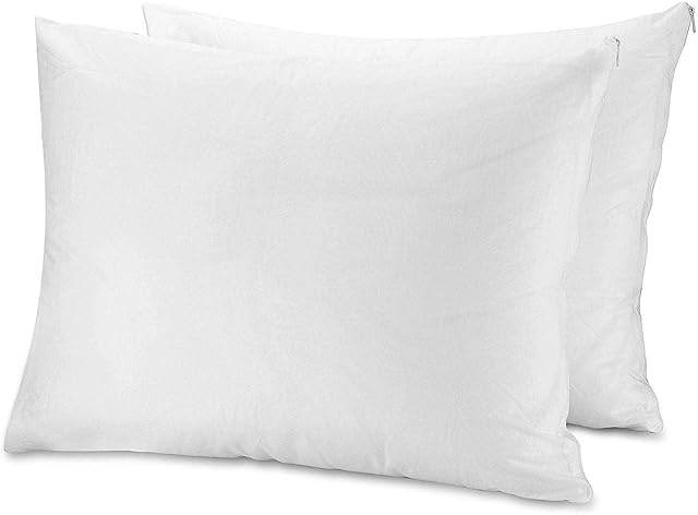Textiles101 6 Pillow Protectors with Zip, 100% Cotton White, Handmade Pillows, Pure Quality, Chill Pillows for sleeping, Pillowcase set, Anti-Bacterial Pillowcases, Pillow anti- allergy, 74 cm*48cm