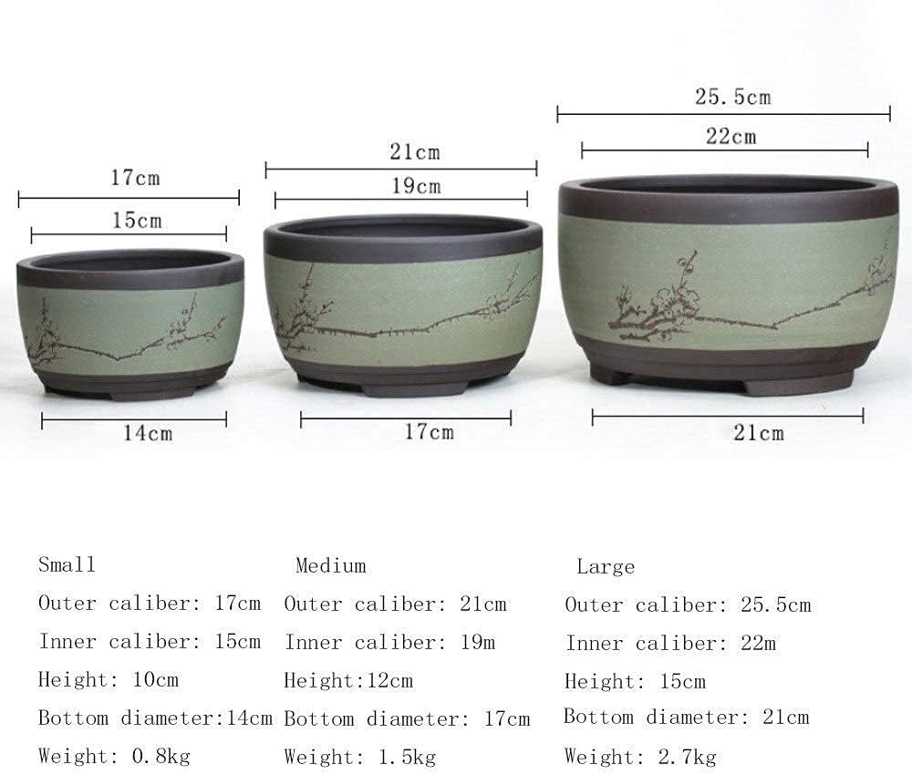 Ceramiczna Doniczka Okrągła Duża Doniczka Bonsai Zielona Doniczka W Kształcie Bębna Umywalka Wentylacyjna W Stylu Chińskim Okrągła Doniczka Z Tacą Ociekową Dekoracyjny Pojemnik Na Rośliny