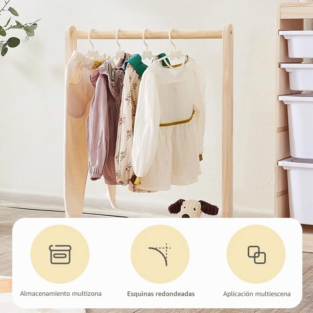 NUODWELL Perchero para Ropa de Bebé para Niños Pequeños, Soporte para Colgar Ropa de Mascotas, Perchero Simple de Piso para Almacenar Ropa, Sombreros para Niños y Zapatos (55 * 26 * 60 cm (Sin ruedas