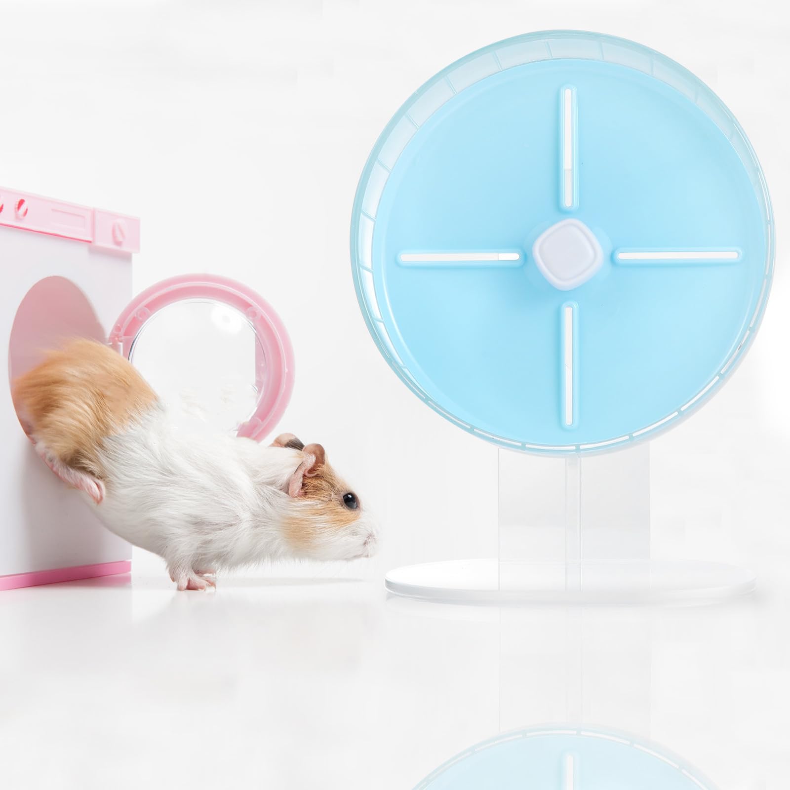 Großes Hamsterrad aus Kunststoff Geräuscharm und Stabil Freistehend oder Am Käfig Befestigbar für Kleine Haustiere und Rennmäuse im Kleintierauslauf