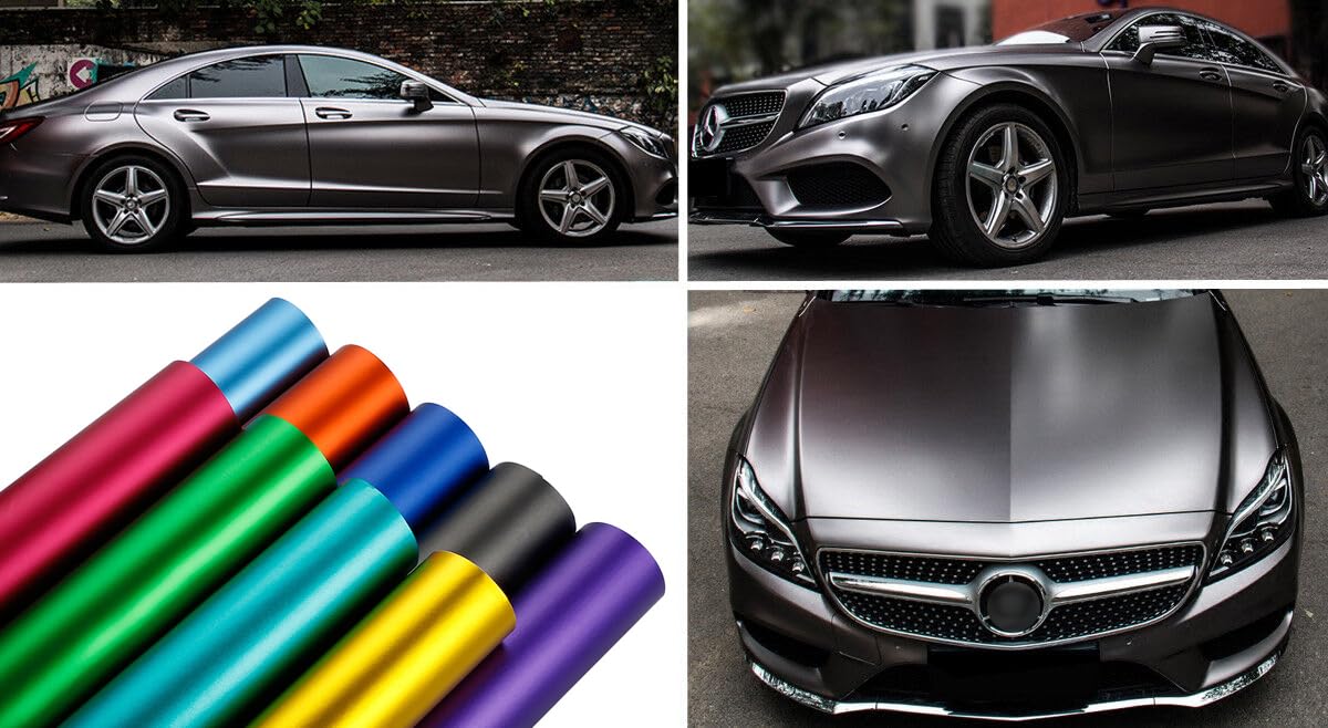 NewL Film en Vinyle Mat satiné Mat de qualité supérieure - pour Voiture - sans Bulles d'air - pour Bricolage, Moto, téléphone Portable - Accessoires (Gris, 100 cm x 300 cm)
