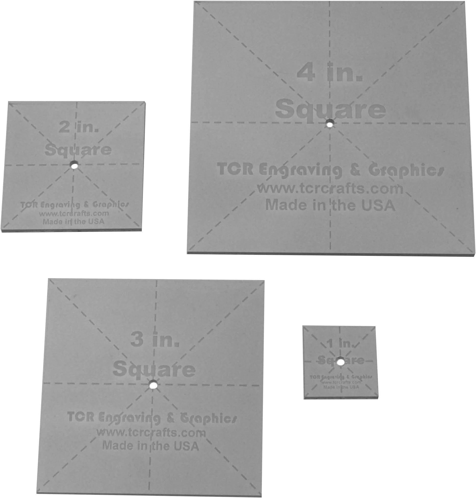 X-Square Templates. 1 Inch, 2 Inch, 3 Inch, 4 Inch - Clear 1/8 Inch No Seam - Actual Size