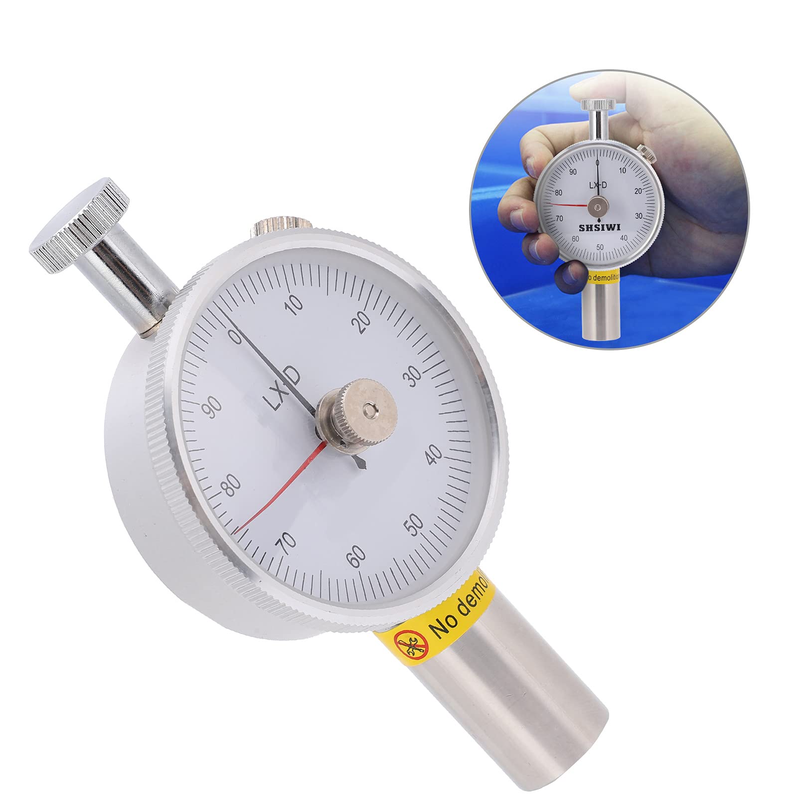 Medidor de dureza de durómetro Shore LX - D - 2, esclerómetro de doble aguja para caucho, plástico y cuero, con dial de memoria y amortiguación de latón para una medición precisa d
