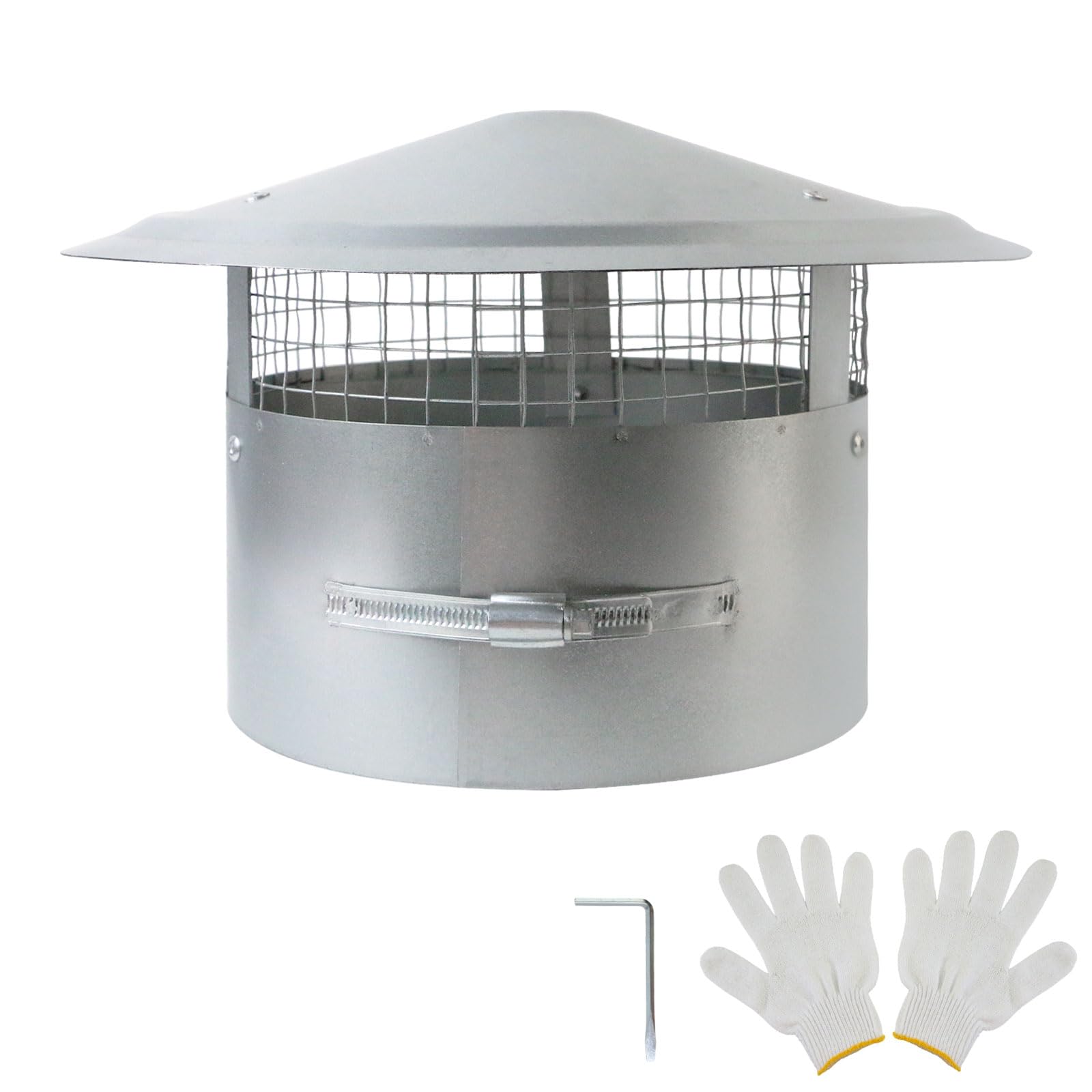 10 Inch Round Chimney Cap - Chimney Cap 10 Inch Galvanized Steel Fireplace Exhaust Cap, 10 Inch Chimney Cap with Fastening Device with Screen, Round Stove Pipe Cap