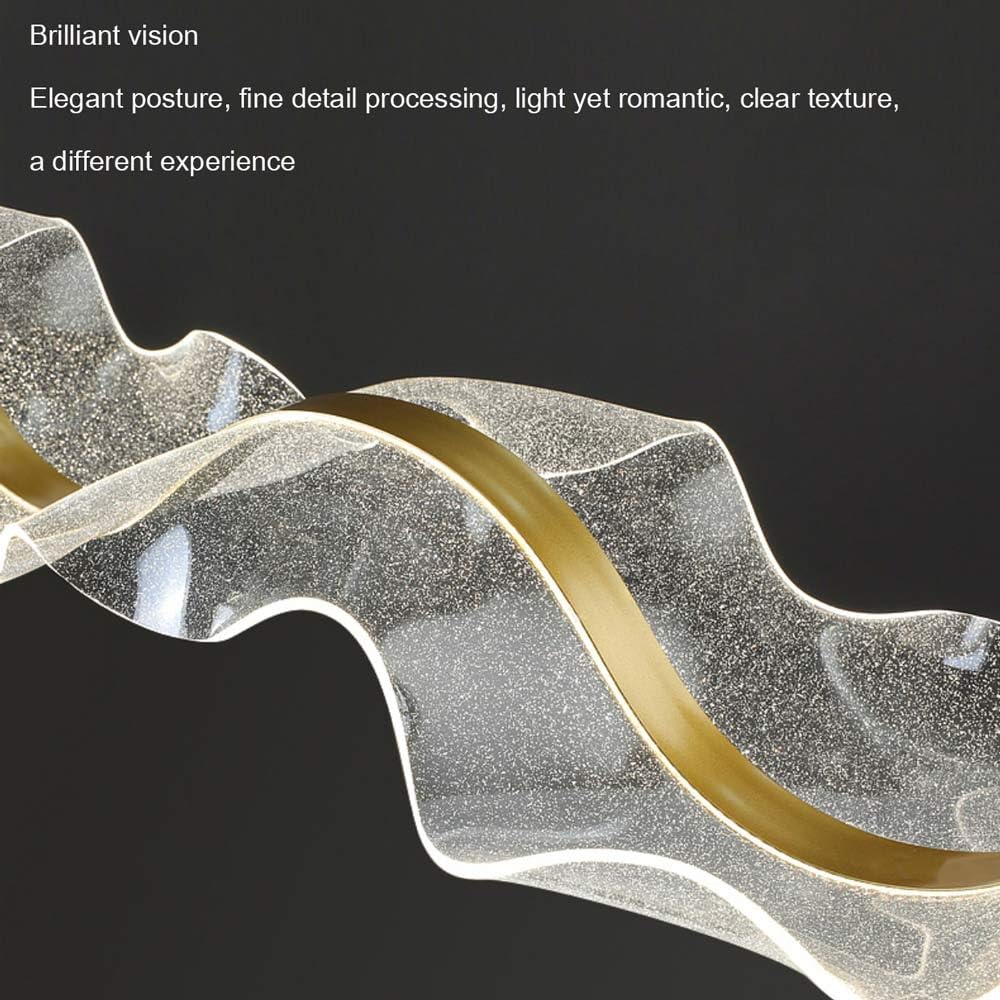 Lampada a Sospensione LED Modern Wave, lampadario lineare in Acrilico, apparecchio di Illuminazione a soffitto con Luce a Nastro dimmerabile per Isola Cucina, Tavolo da Pranzo e uf