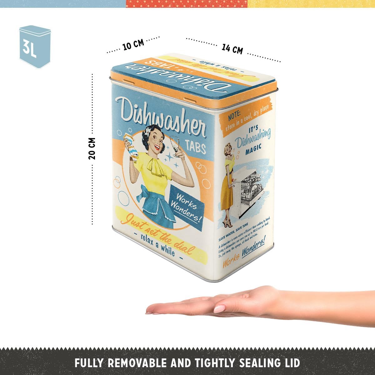 Nostalgic-Art Retro Style Storage Jar L, 3L, Dishwasher Tabs - Gift Idea for Nostalgia Friends, Large Tin Vintage Design — image 2