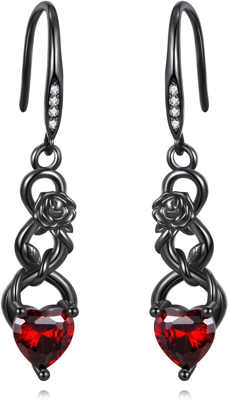 Raven/Viking/Satanic/Voodoo Doll/Bat/Skull/Anatomical Heart/Black Rose 925 Sterling Silver Gothic Earrings Goth Jewelry for Women Mom Halloween