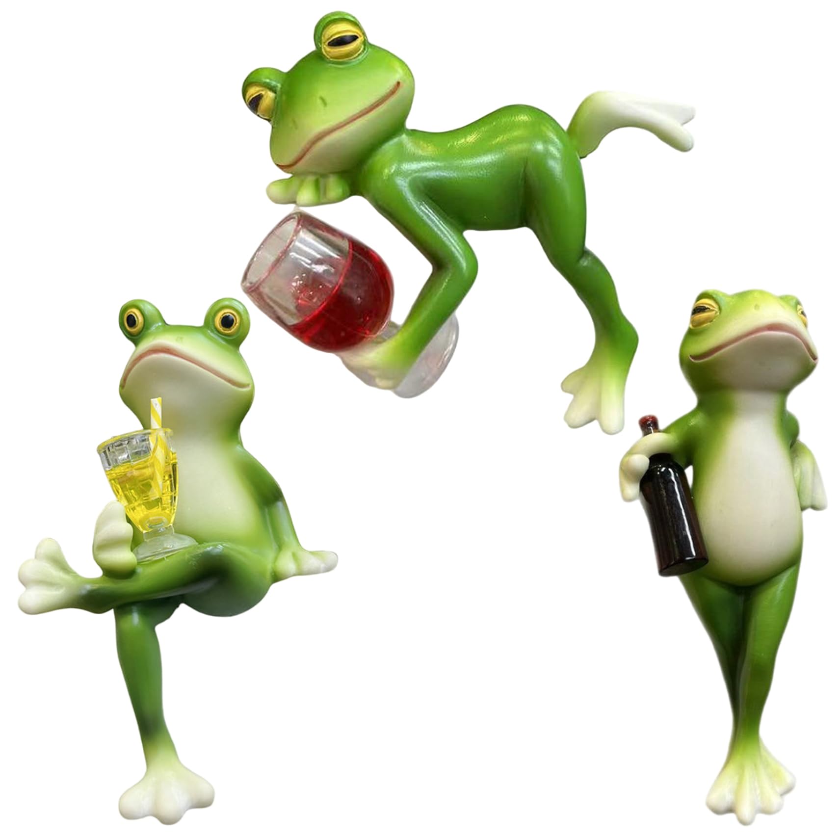 Hintyne Pot Hugger 3Pcs Frog Figurines Flower Pot Hugger, Cute Cartoon Resin Frog Statue Planter Decorations for Pots Home Garden