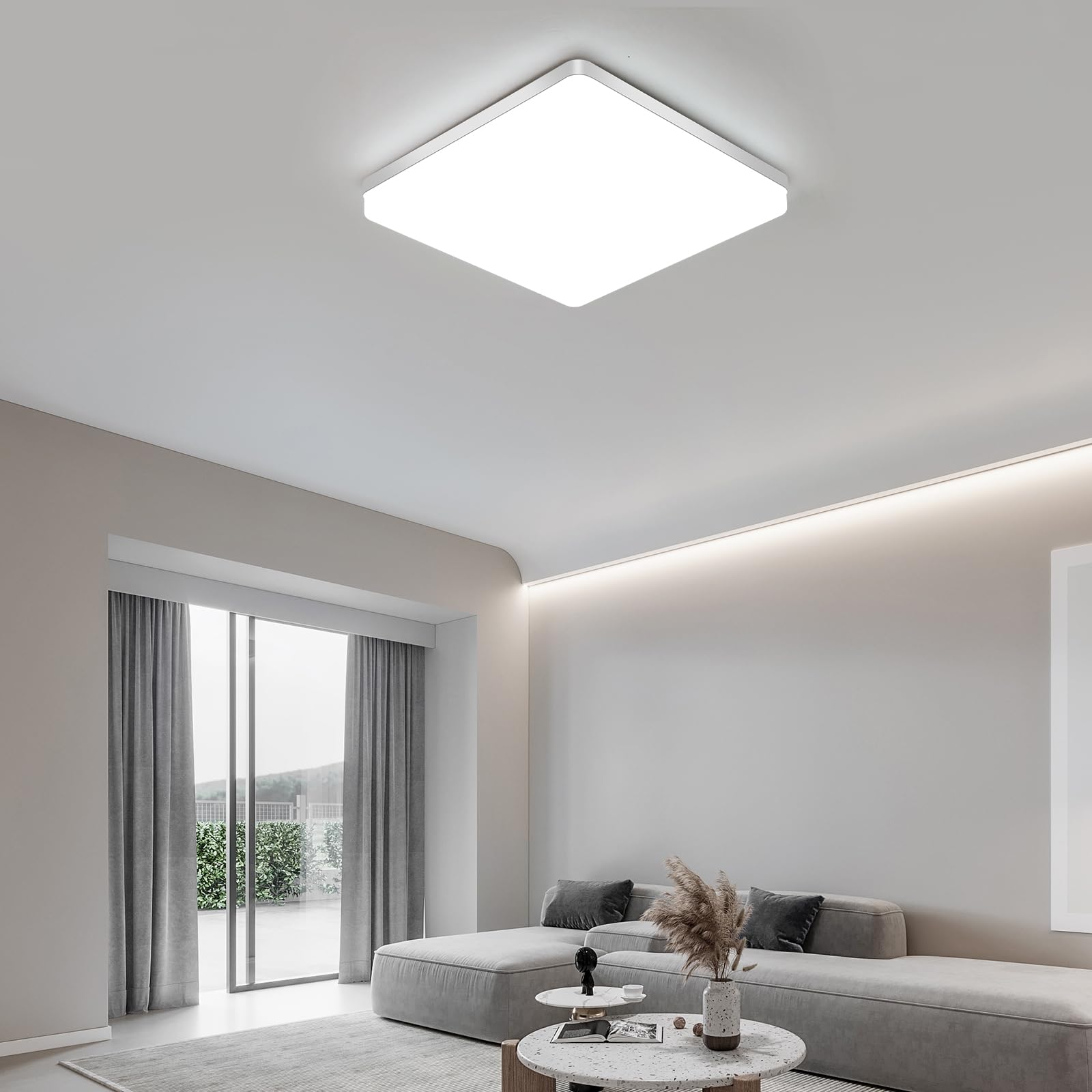 Riserva Plafonnier LED Carré 48W, IP44, 6500K Blanche Froide, 30cm | Lampe de Plafond pour Salle De Bain, Salon, Cuisine, Chambre, Couloir, Balcon, Garage