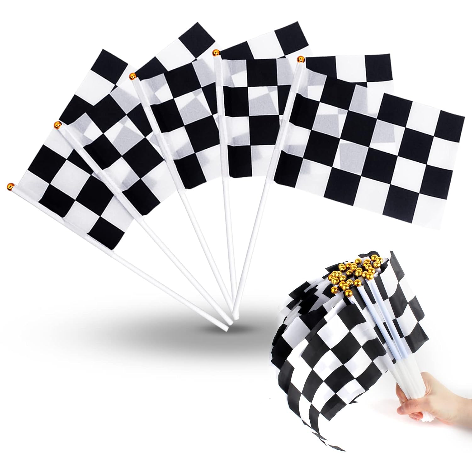 30 Pcs Checkered Flags Completely-Assembled Racing Checkered Flags ...