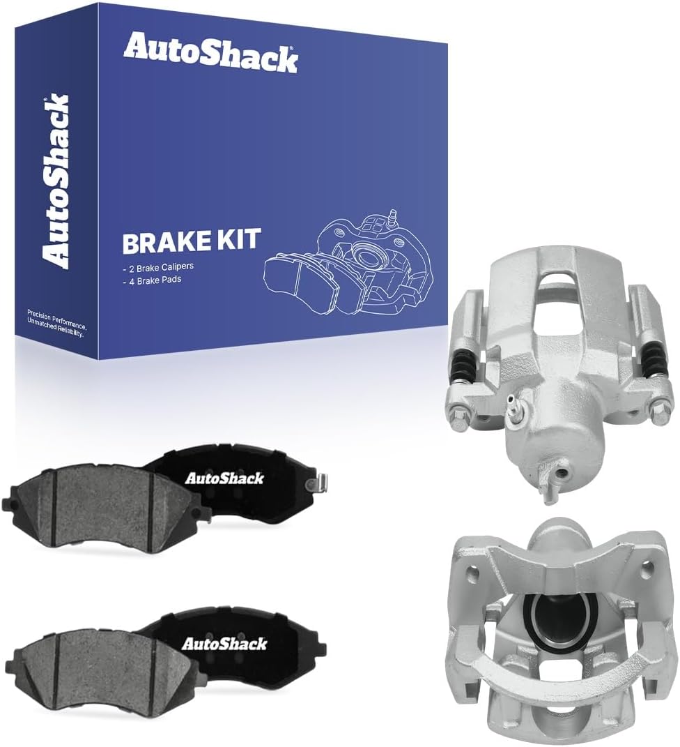 AutoShack Front Brake Calipers & Ceramic Brake Pads for Chevrolet & Suzuki, Spark 2013-2015 Aveo 2004-2011 Aveo5 2006-2011 Forenza 2004-2008 Spark EV 2014-2016, FWD L4 1.2L 1.6L 2.0L