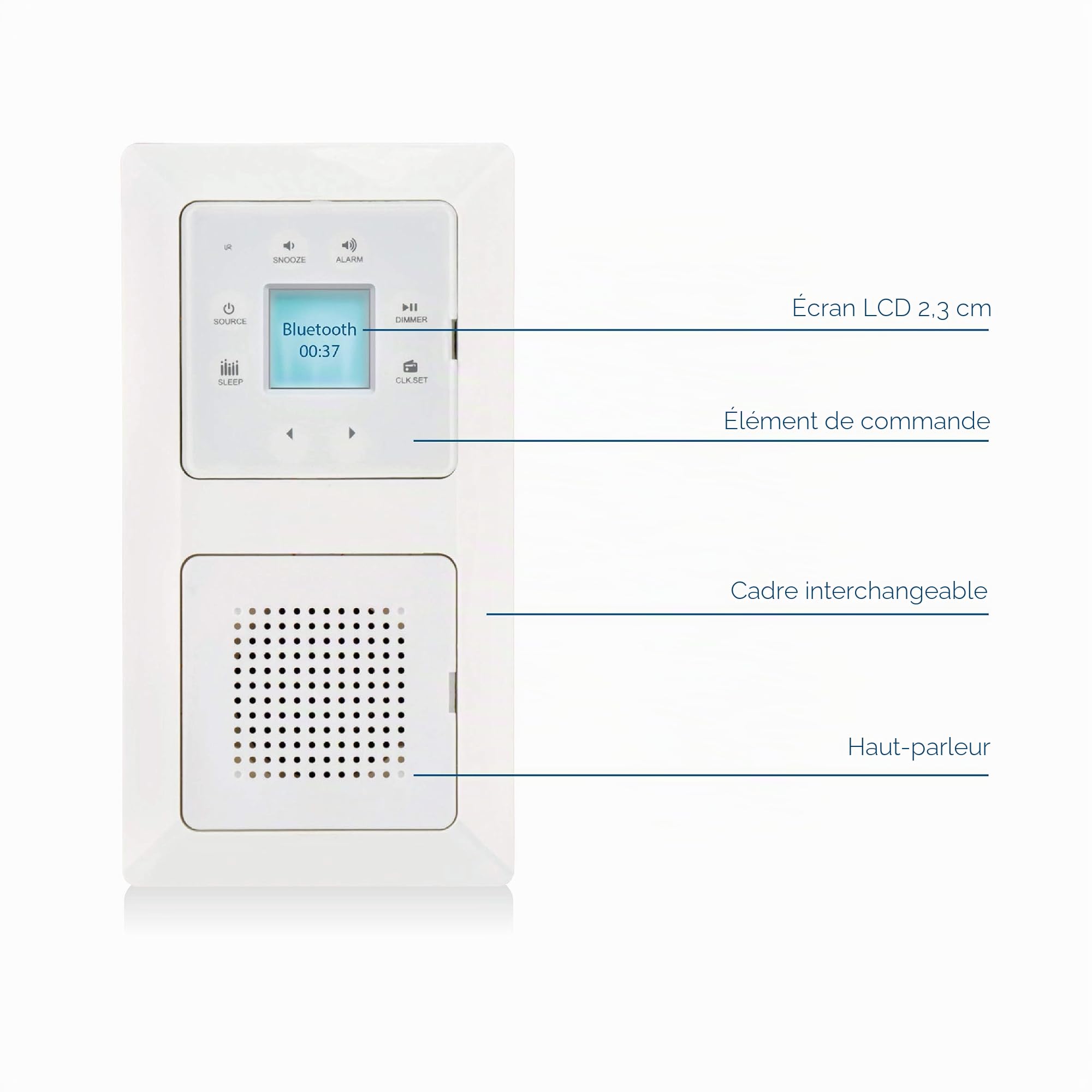 UNITEC Radio encastrée avec Fonction Tactile et Bluetooth, Blanche, Montage Vertical et Horizontal