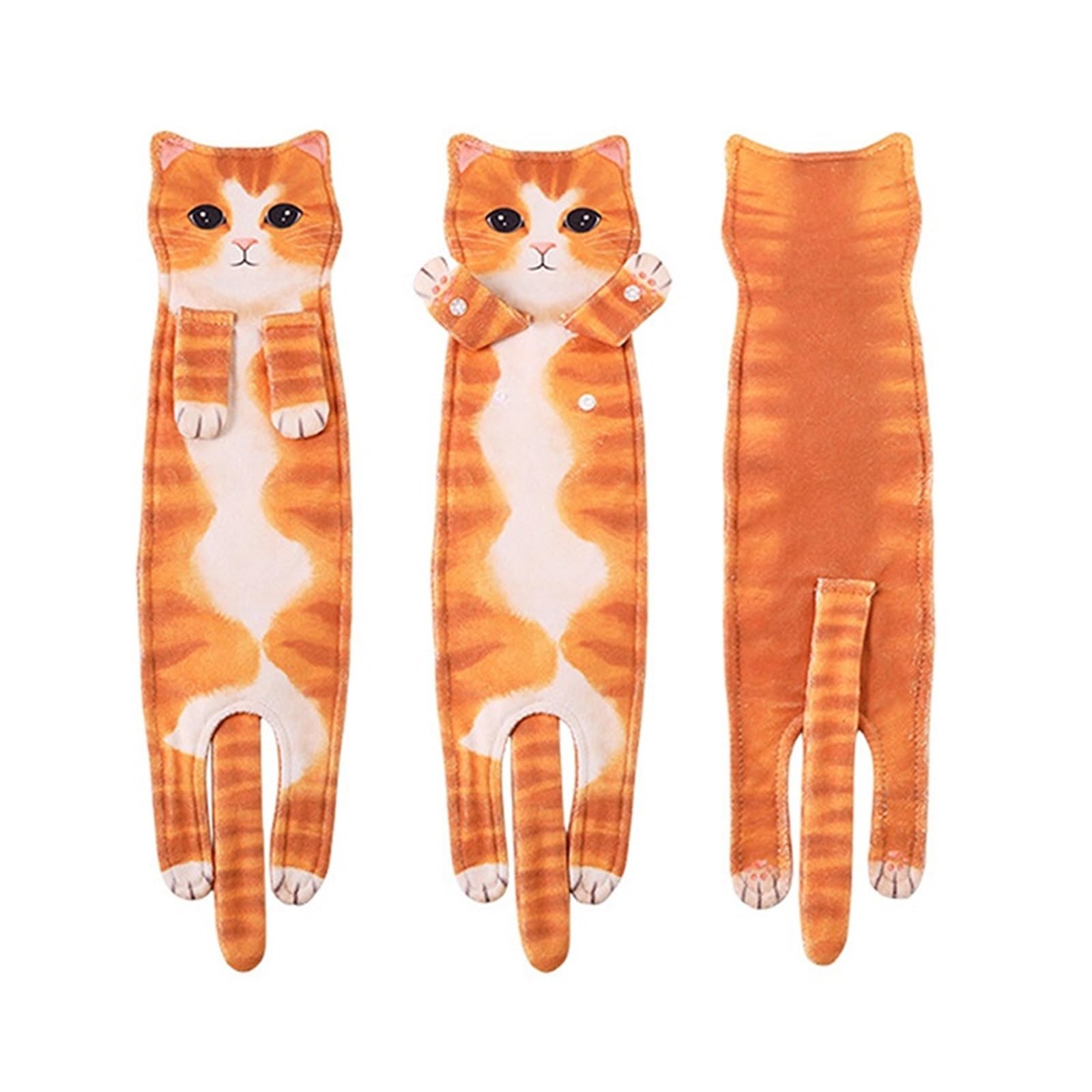 WSQHAO 4Pcs Cat Hand Towels Kitchen Bathroom Towel With Hanging Loops Soft Absorbent Home Decor Dish for Hand(Color2)