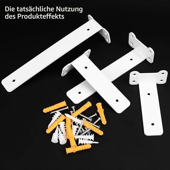 Pack of 4 Shelf Brackets White 150 mm Shelf Wall Brackets Shelf Brackets Shelf Brackets Wall Shelf Brackets Invisible Heavy Duty Angle for Wall Mounting Shelf Bracket
