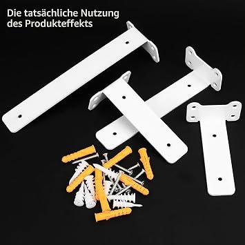 Pack of 4 Shelf Brackets White 150 mm Shelf Wall Brackets Shelf Brackets Shelf Brackets Wall Shelf Brackets Invisible Heavy Duty Angle for Wall Mounting Shelf Bracket