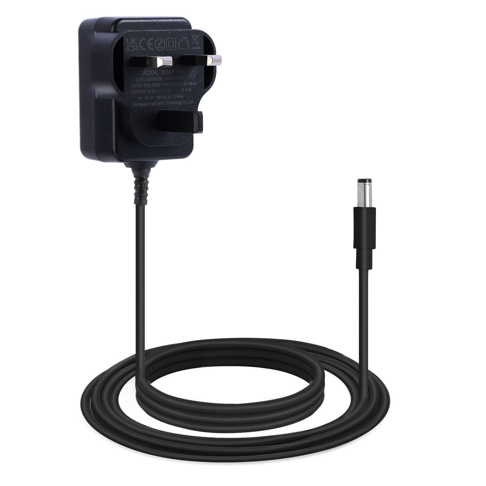 9V DC 1A Pedal Power Supply Adapter, Center Negative Sleeve Positive Polarity, One Spot Charging Adaptor PSU Switching Adapter Transformer Wall Charger for Guitar Single Effects Pedals Stompbox