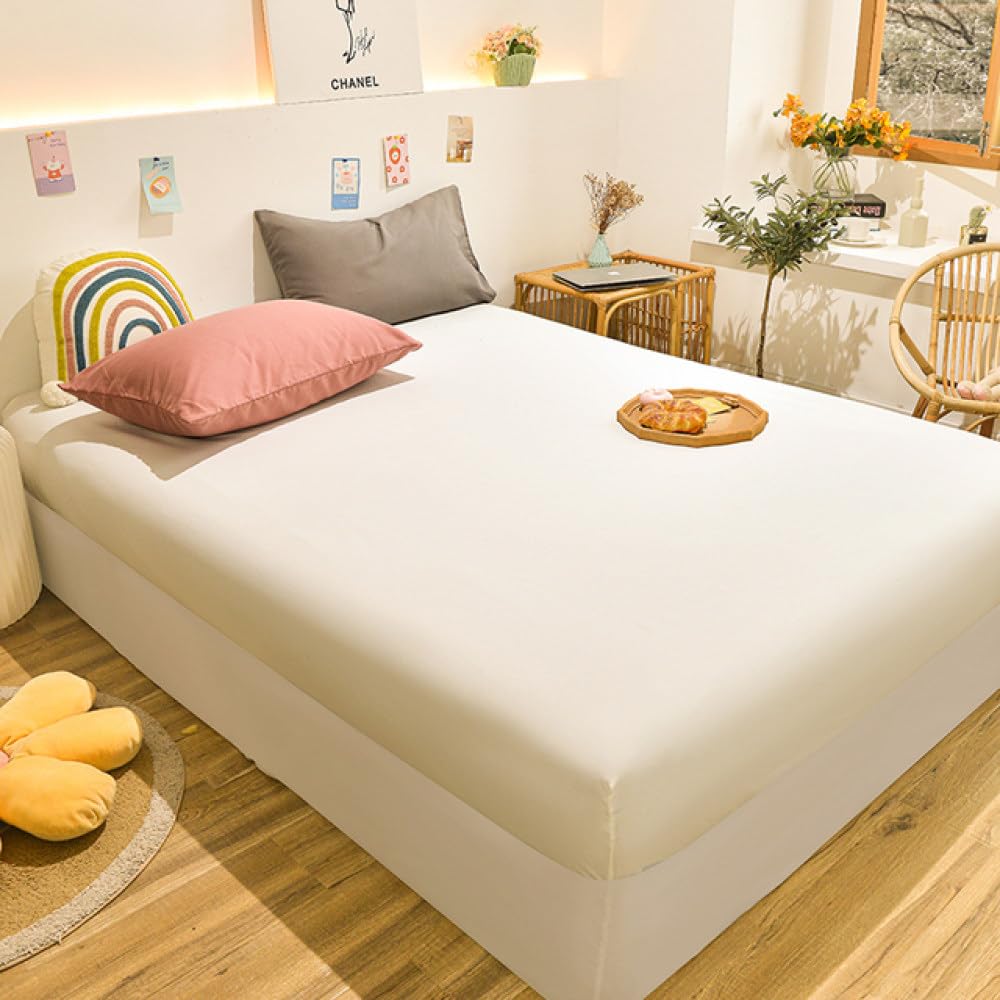 Protège-matelas 180x200x25cm en coton blanc, alèse de lit extensible et housse de protection - 7