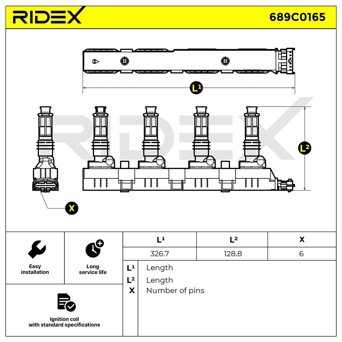 RIDEX 689C0165 Zündspule 12V Kompatibel mit OPEL Corsa D Schrägheck S07 1688197380 1208020 24420584