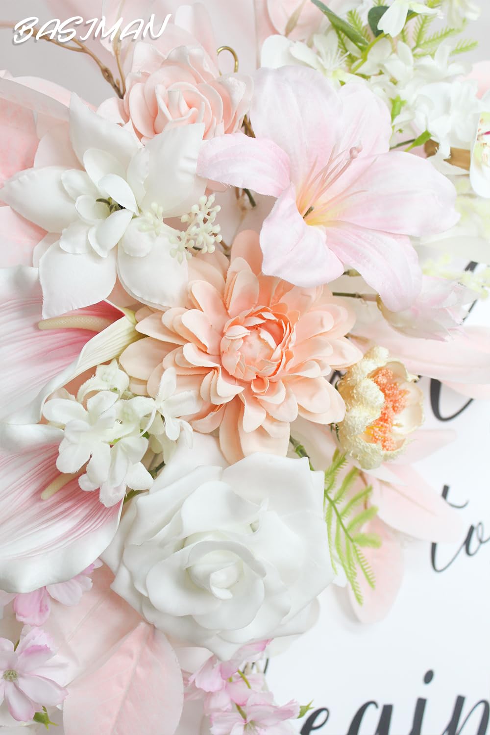 Set mit 2 Hochzeitsbögen, künstliche Blumen für Hochzeit, Willkommensschild, Hochzeitsdekorationen für Empfang und Hochzeitshintergrund (Eukalyptus-Rosa)