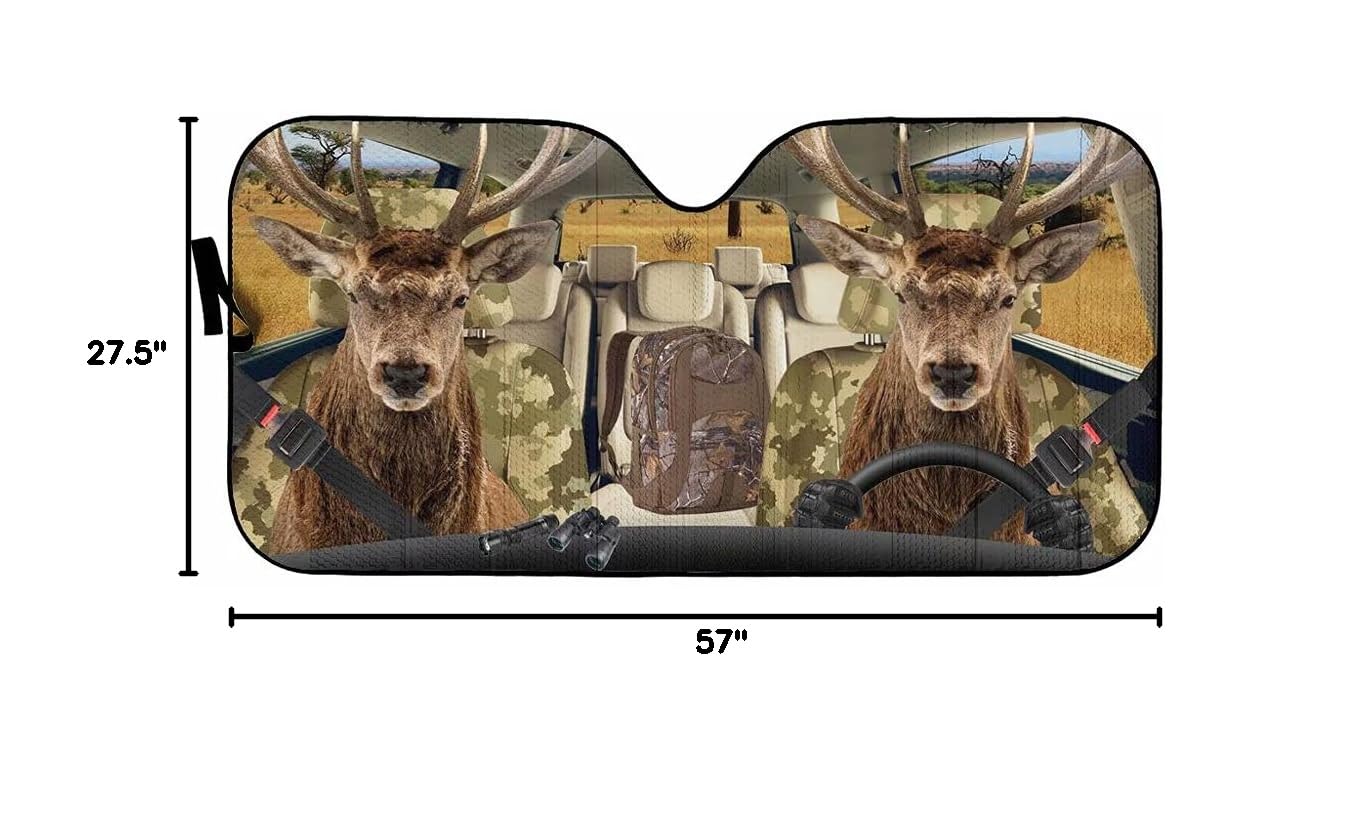 Forest Deer Couple Family Car Sunshade, Auto Sun Shade Car Accessories, Sun Visor Sunshield for Car Windshield Auto Cover Protector Window, Car Decor 57x27.5inch
