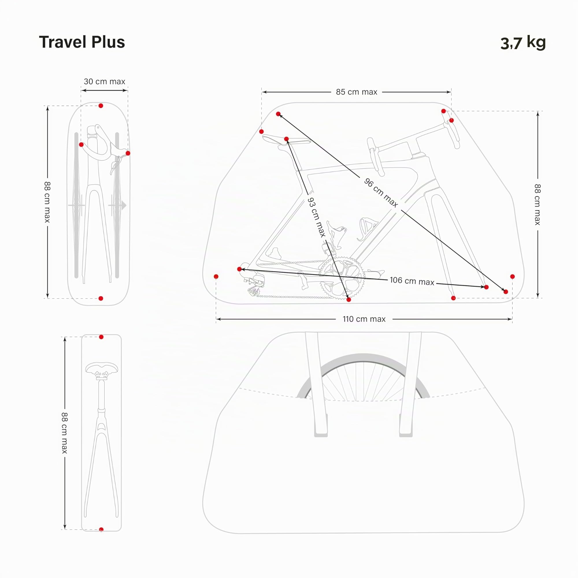 SCICON Borsa Porta Bici Travel Plus - Sacca Imbottita 110×24×90 cm Ideale per Trasporto in Treno, Auto, Bus