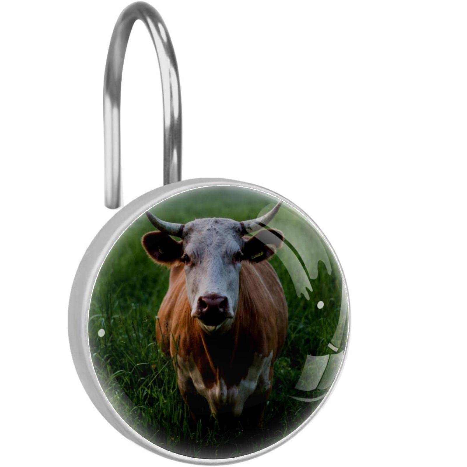 Crochets rideau de douche vache anneaux suspension salle de bain inox