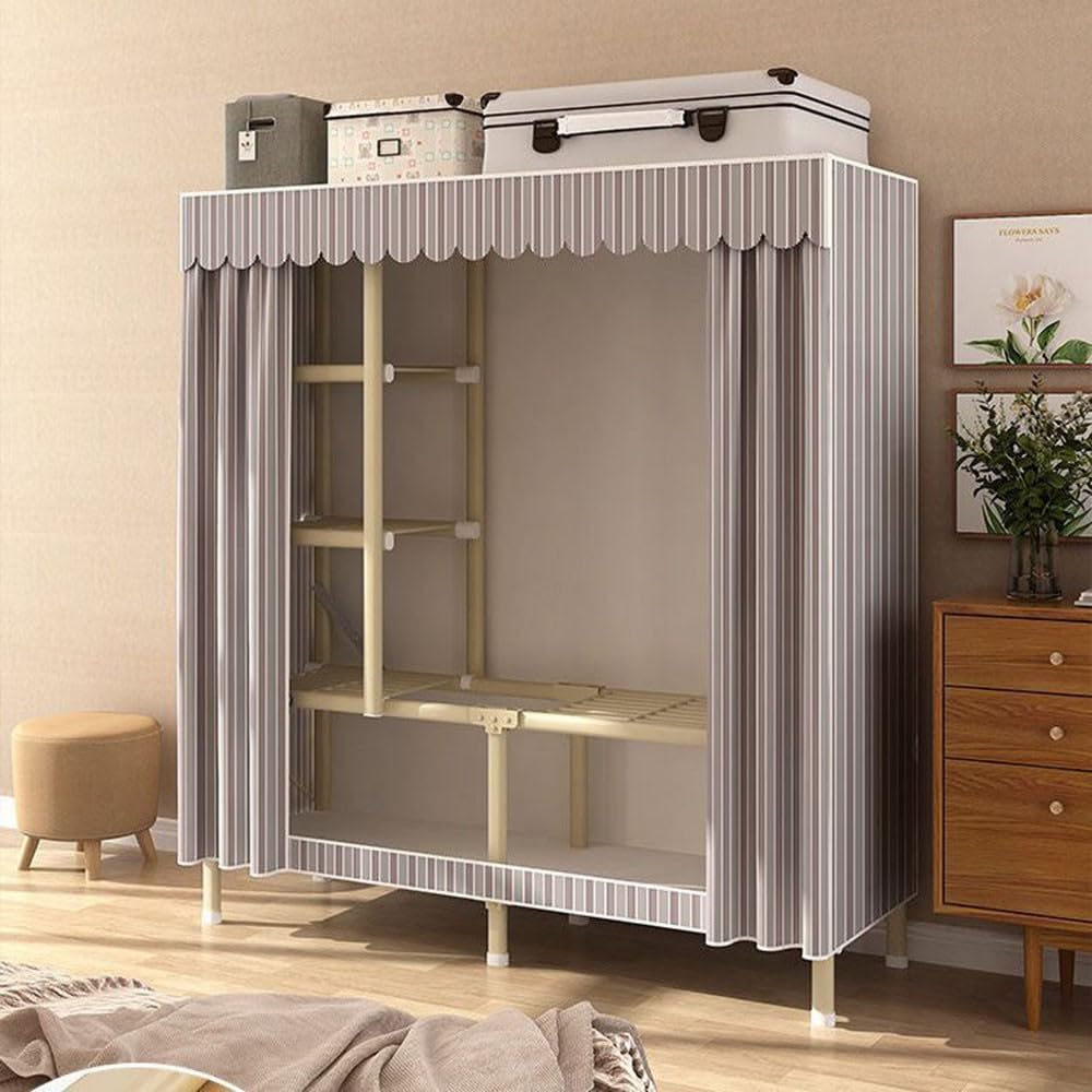 Stoffschränke, tragbarer Kleiderschrank, tragbare Schrankregale, Ganzstahlrahmenstruktur, angemessenes Layout, extra stark und langlebig, 128 x 45 x 170 cm, für Kleidung